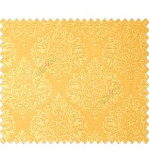 Mustard yellow self design small beautiful damask on stripe textured base fabric main curtain